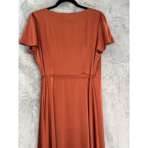Elegant Rust Wrap Dress - Picture 10 of 16